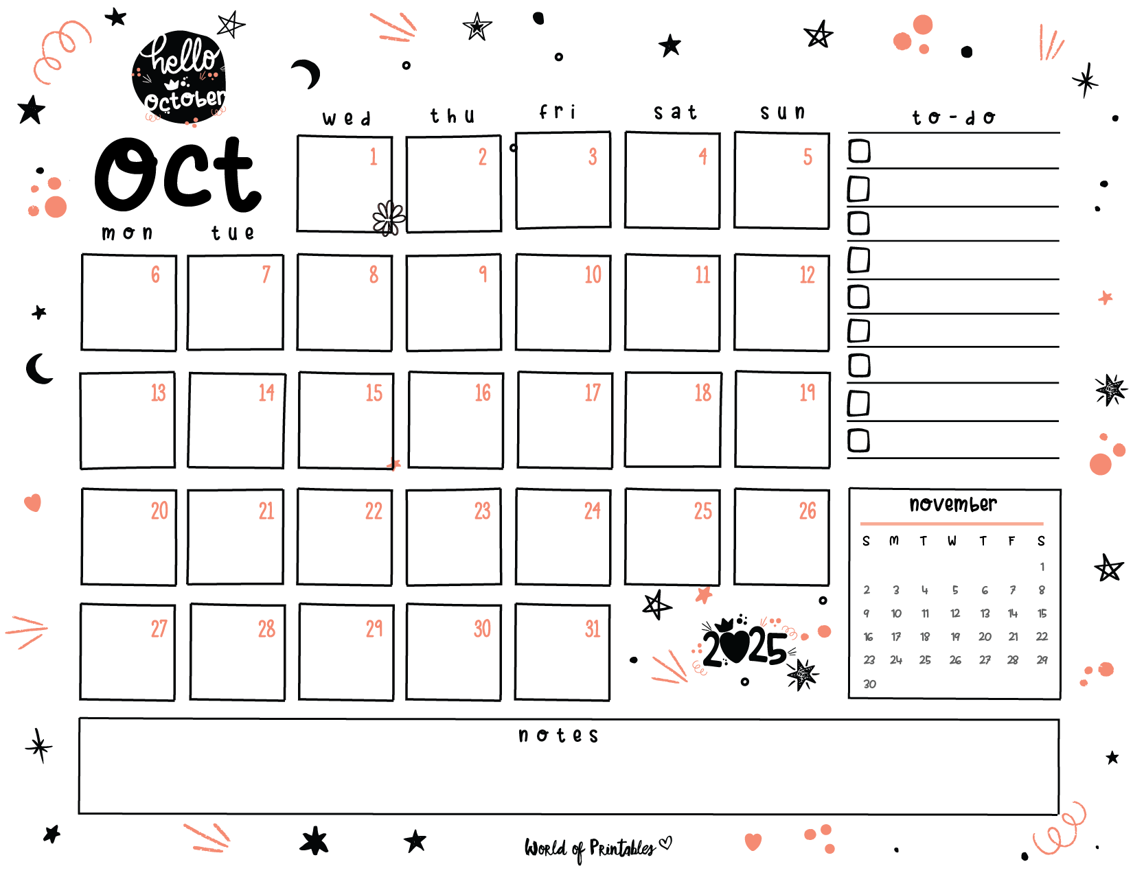 Free Printable October 2025 Planners World Of Printables