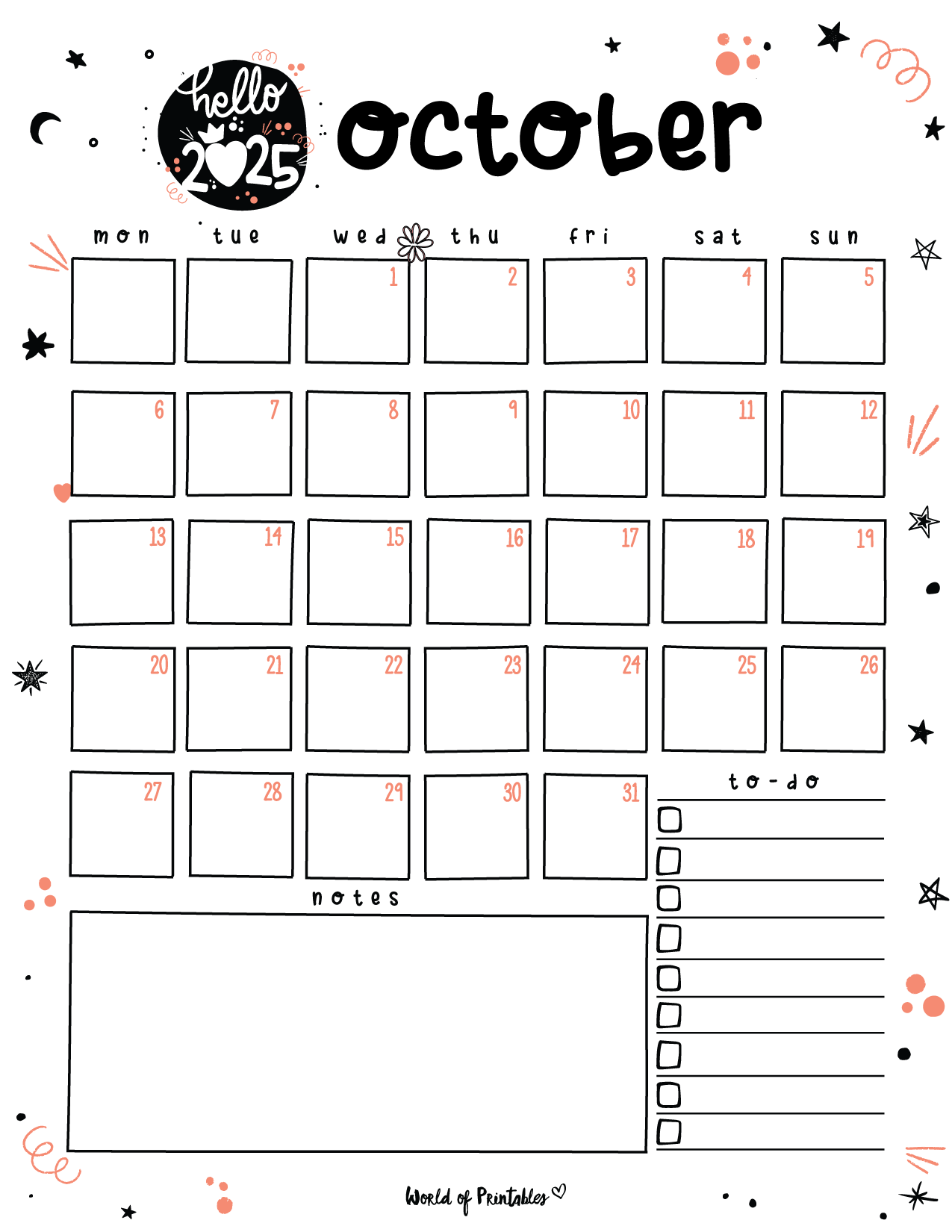 Free Printable October 2025 Planners World Of Printables