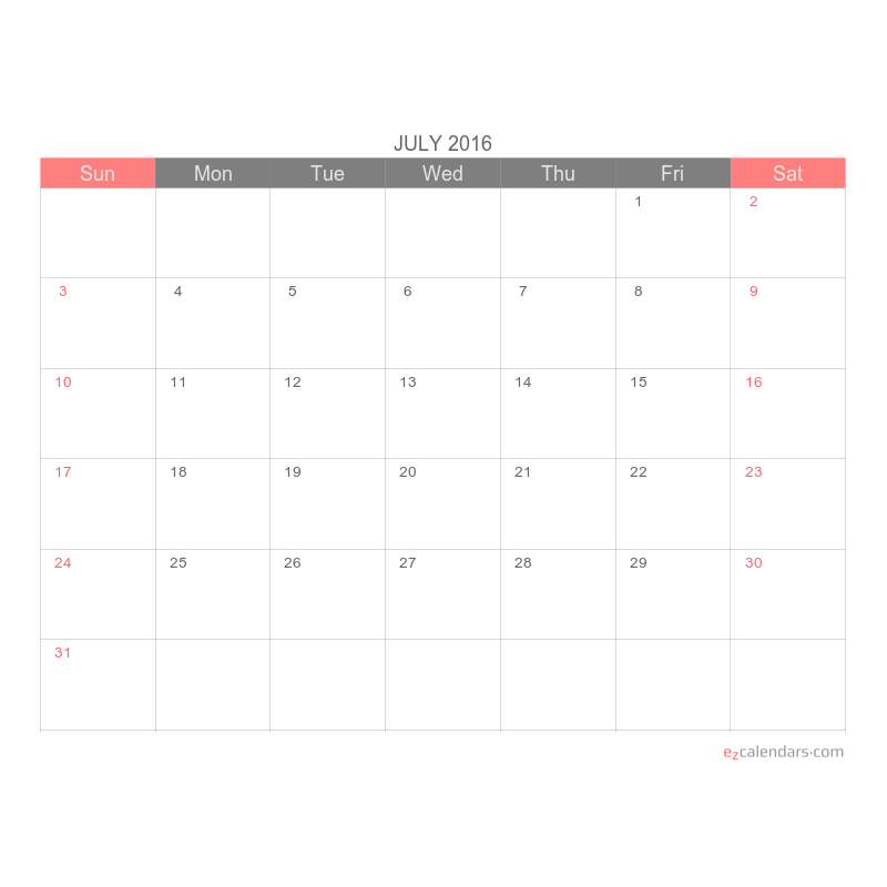 Large Block Printable Monthly Calendar Large Block Printable Monthly Calendar
