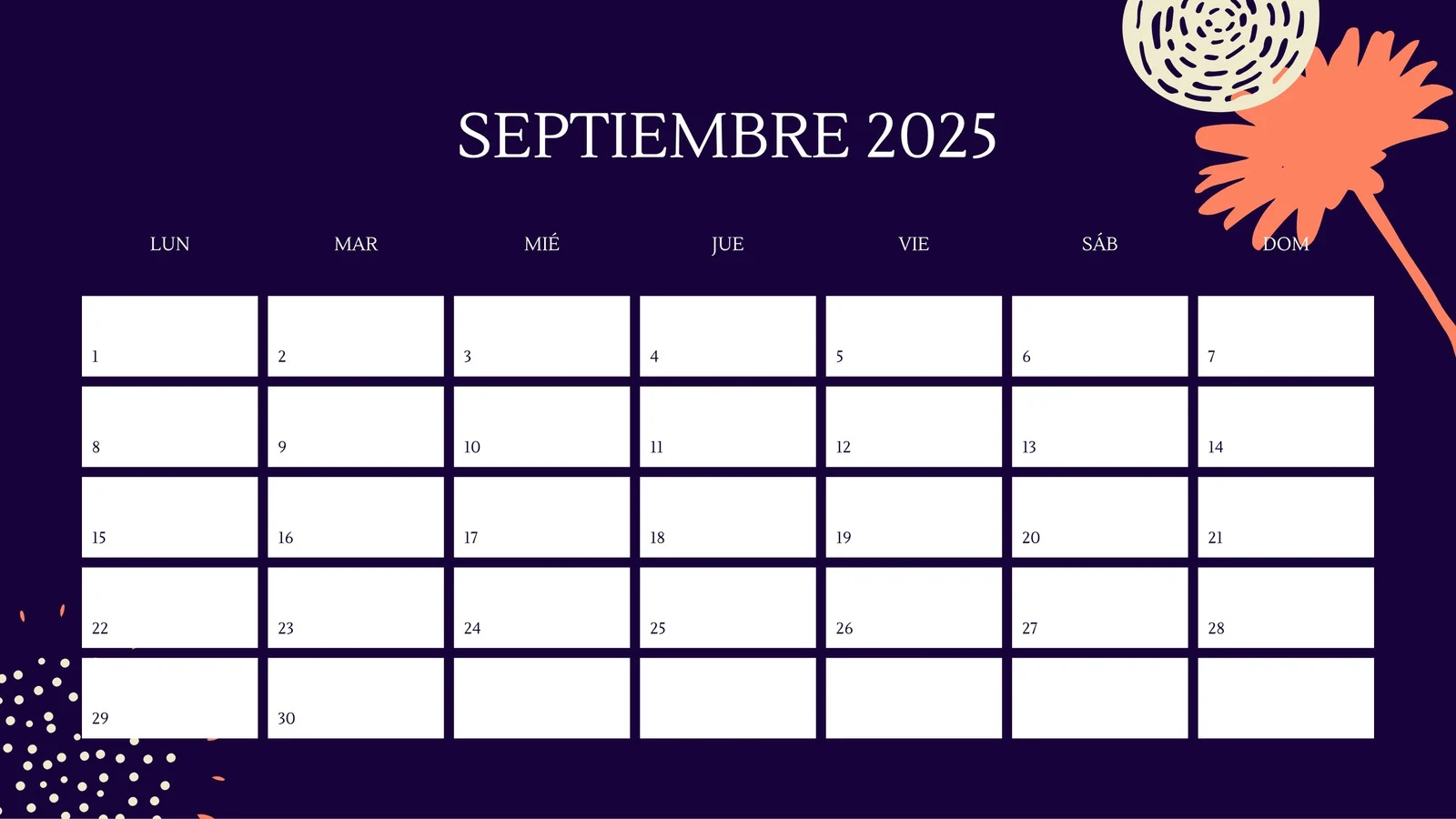 Customizable Printable Monthly Calendar September 2025