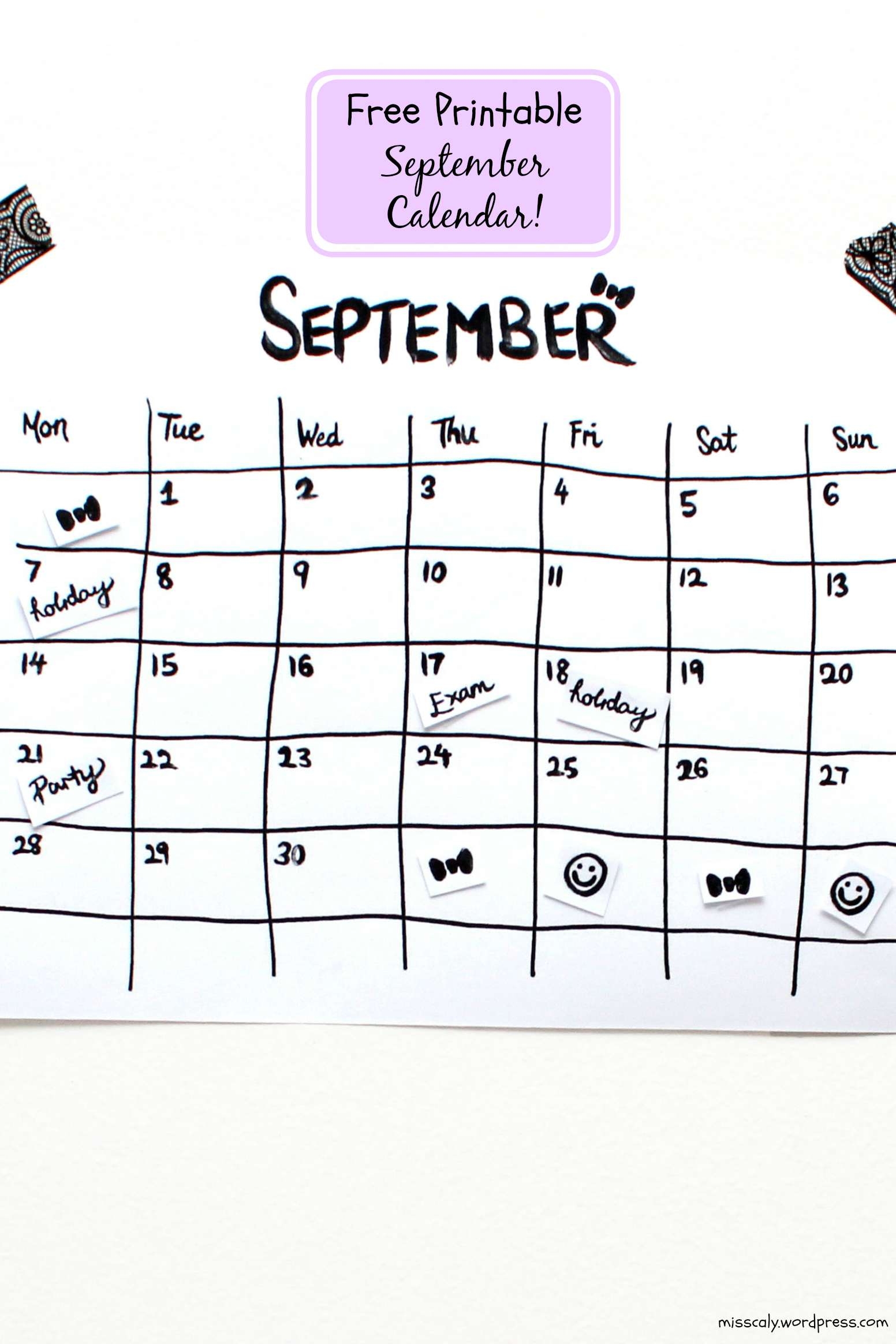 Free Printable September Calendar Free Printable September Calendar