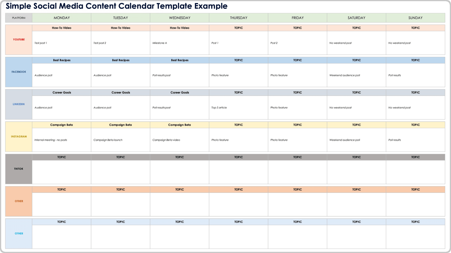 Free Social Media Calendar Templates All Formats All Types Free Social Media Calendar Templates All Formats All Types