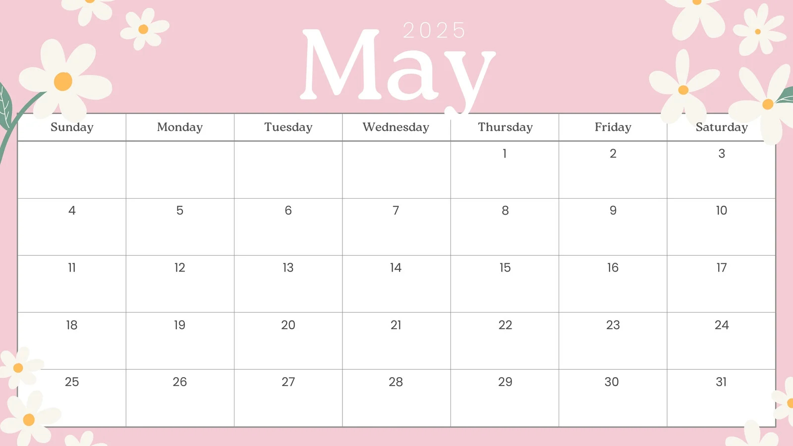 Printable Calendar Word Template 2025