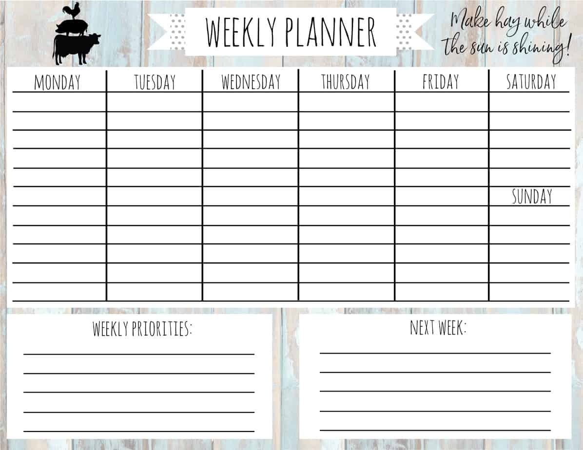 Free Weekly Calendar Printables