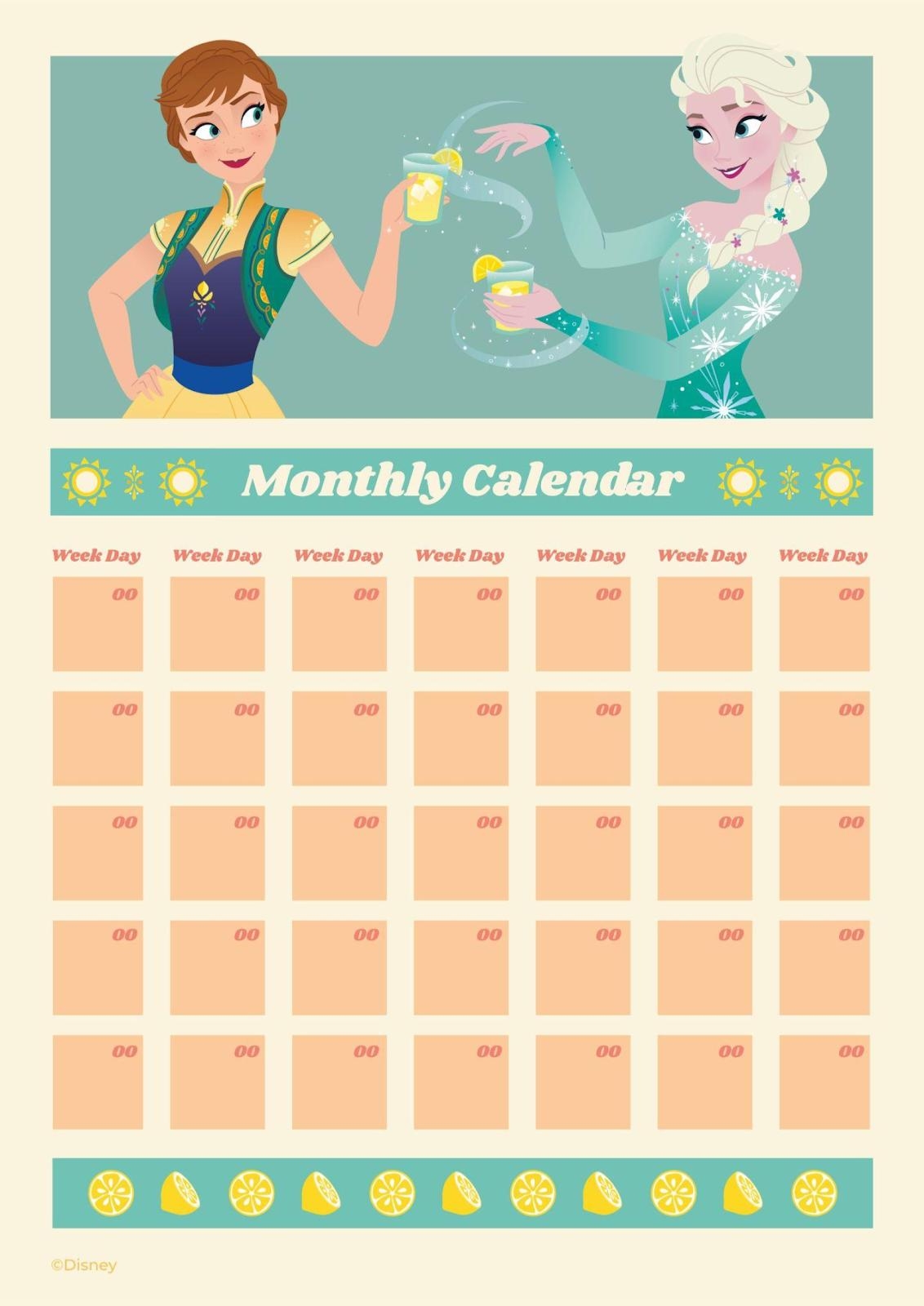 Frozen Characters Monthly Calendar Presentation