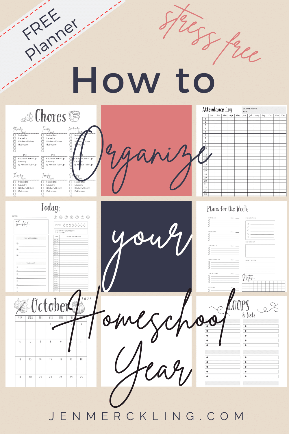 Homeschool Attendance Calendar 2025 Free Printable