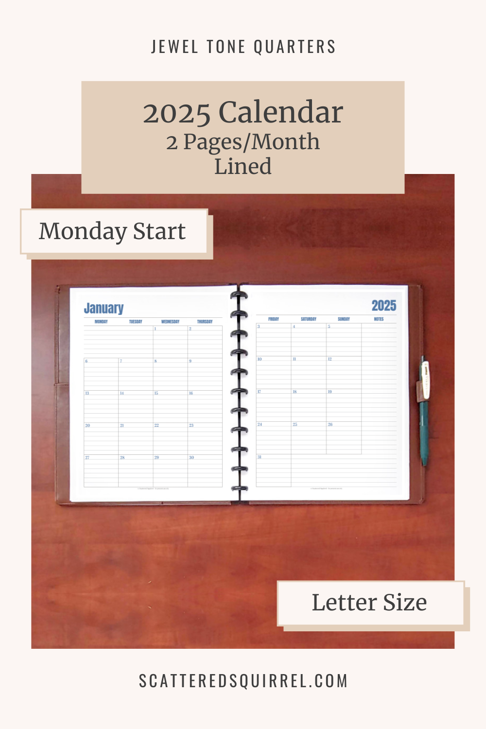 Free Printable 2-Page Monthly Calendar 2025