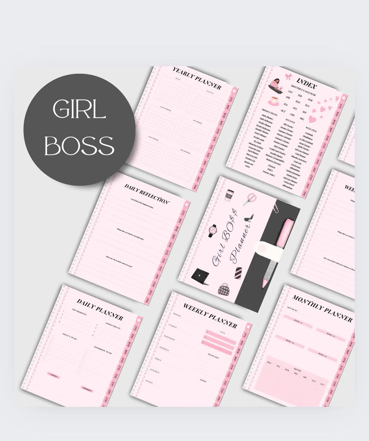 Girl Boss Planner Printable Entrepreneur Planner For Women Daily Business Templates Goal Setting Boss Babe Productivity Planner