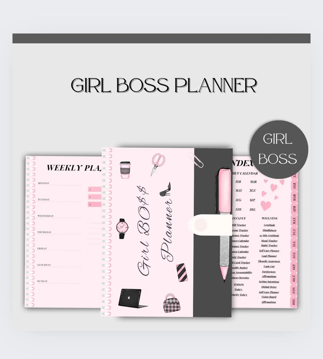 Girl Boss Planner Printable Entrepreneur Planner For Women Daily Business Templates Goal Setting Boss Babe Productivity Planner