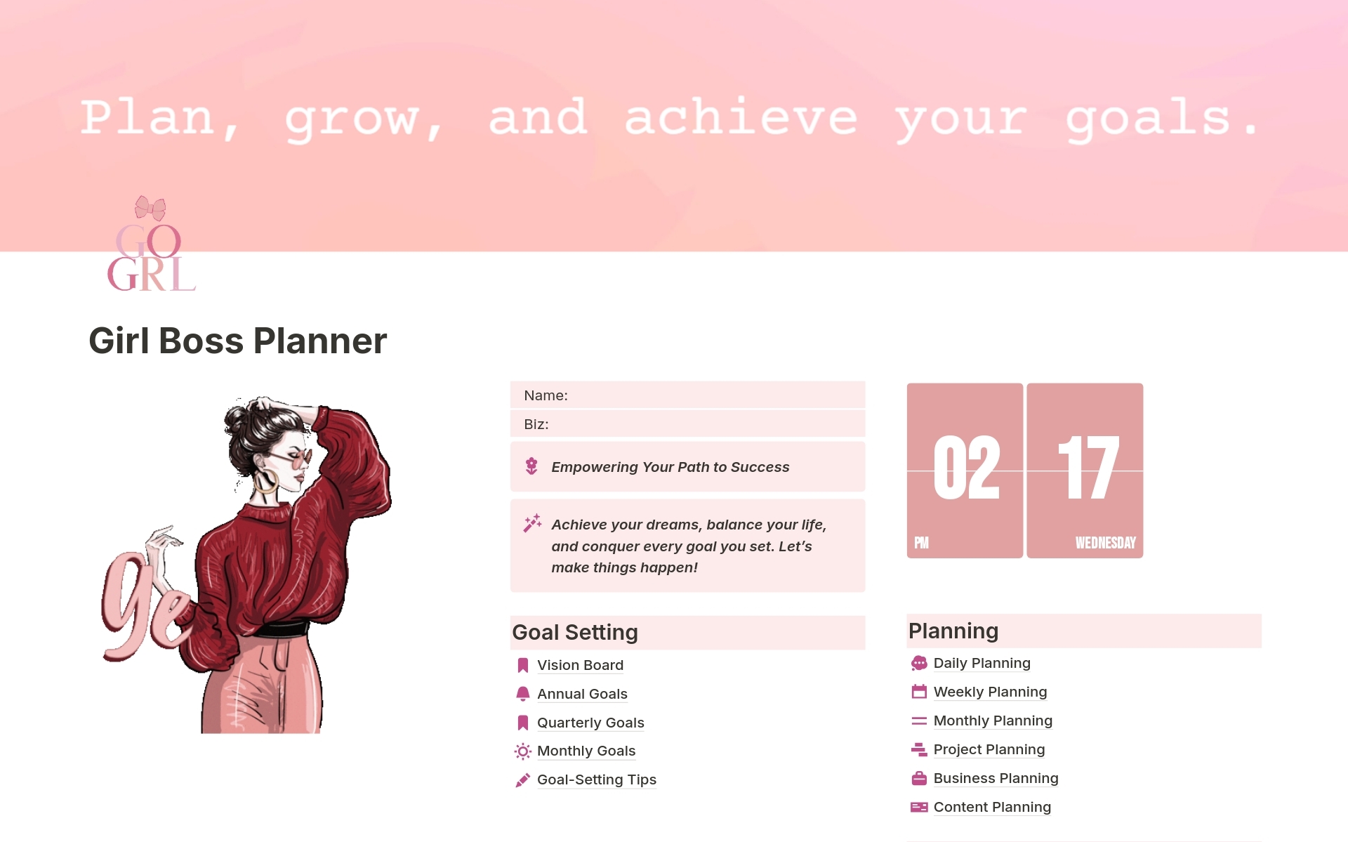 Girl Boss Planner Template By Arinacreate Notion Marketplace