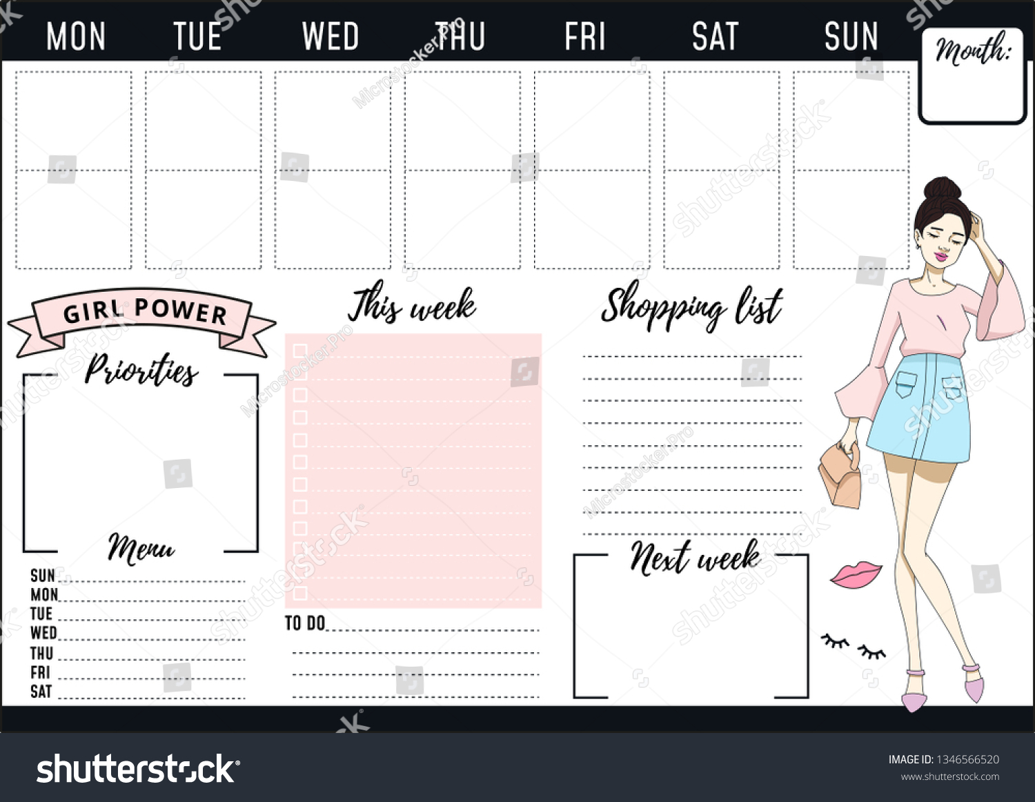Girl Boss Weekly Daily Planner Design Stock Vector Royalty Free 1346566520 Shutterstock