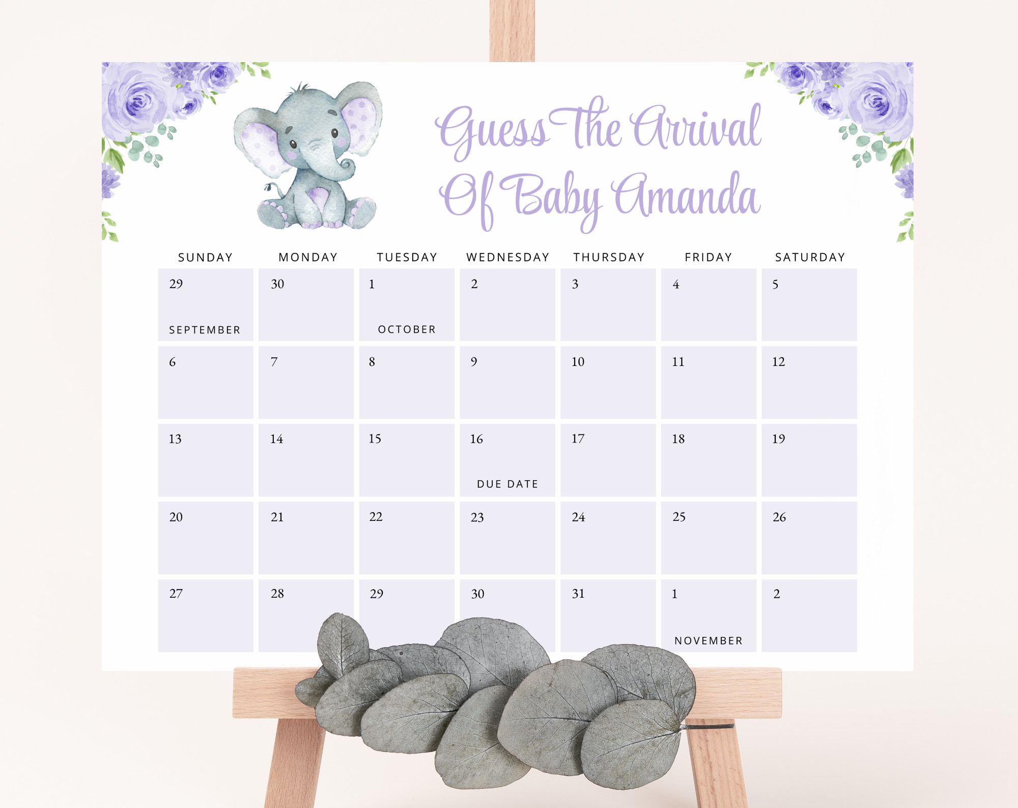 Free Printable Guess The Due Date Calendar