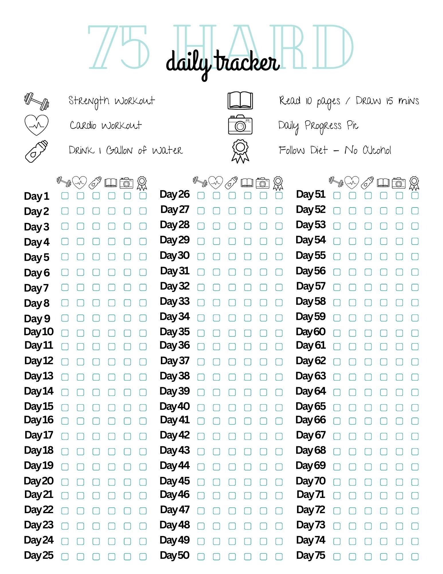 Here s A Printable I Made Use As You Please R 75HARD