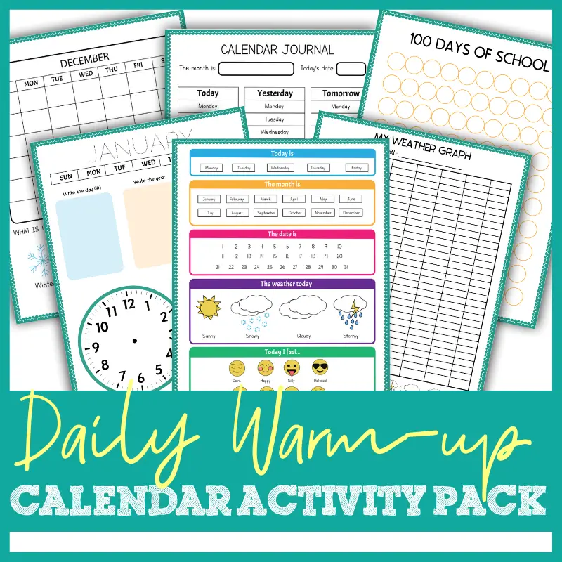 Homeschool Daily Calendar Printable