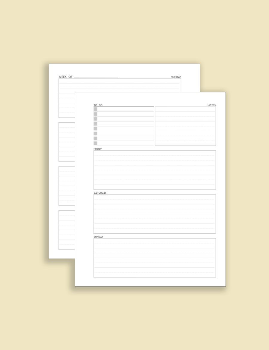 Horizontal Weekly Planner Template PDF Download SortOutMy Life
