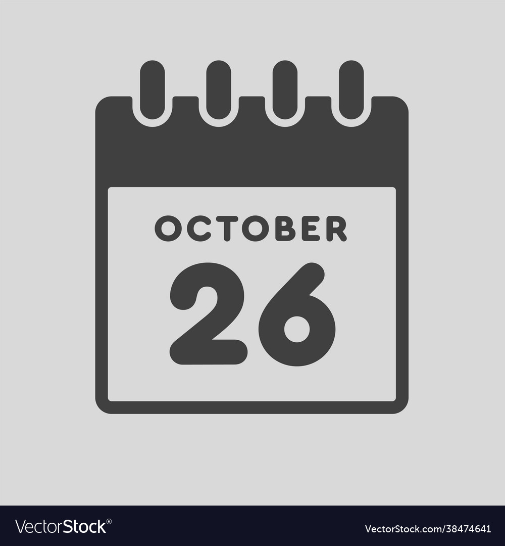 Icon Day Date 26 October Template Calendar Page Vector Image