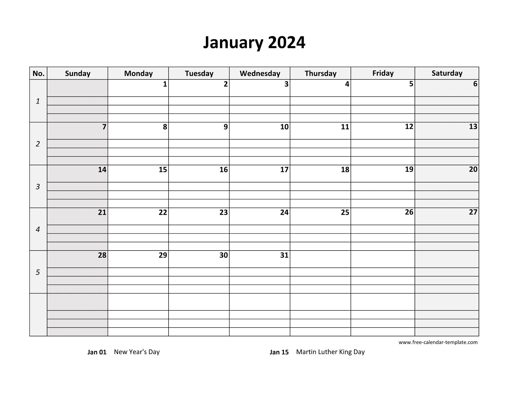 Free January Printable Calendar