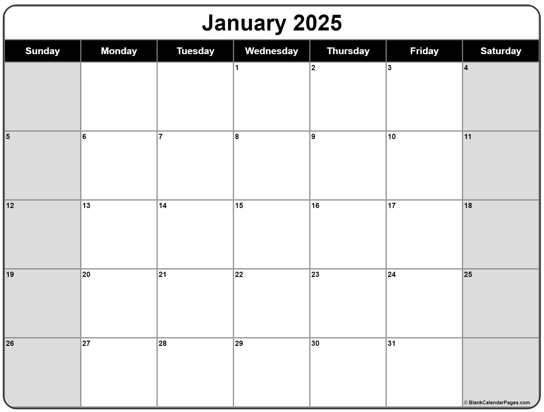 Free Printable Blank Monthly Calendars
