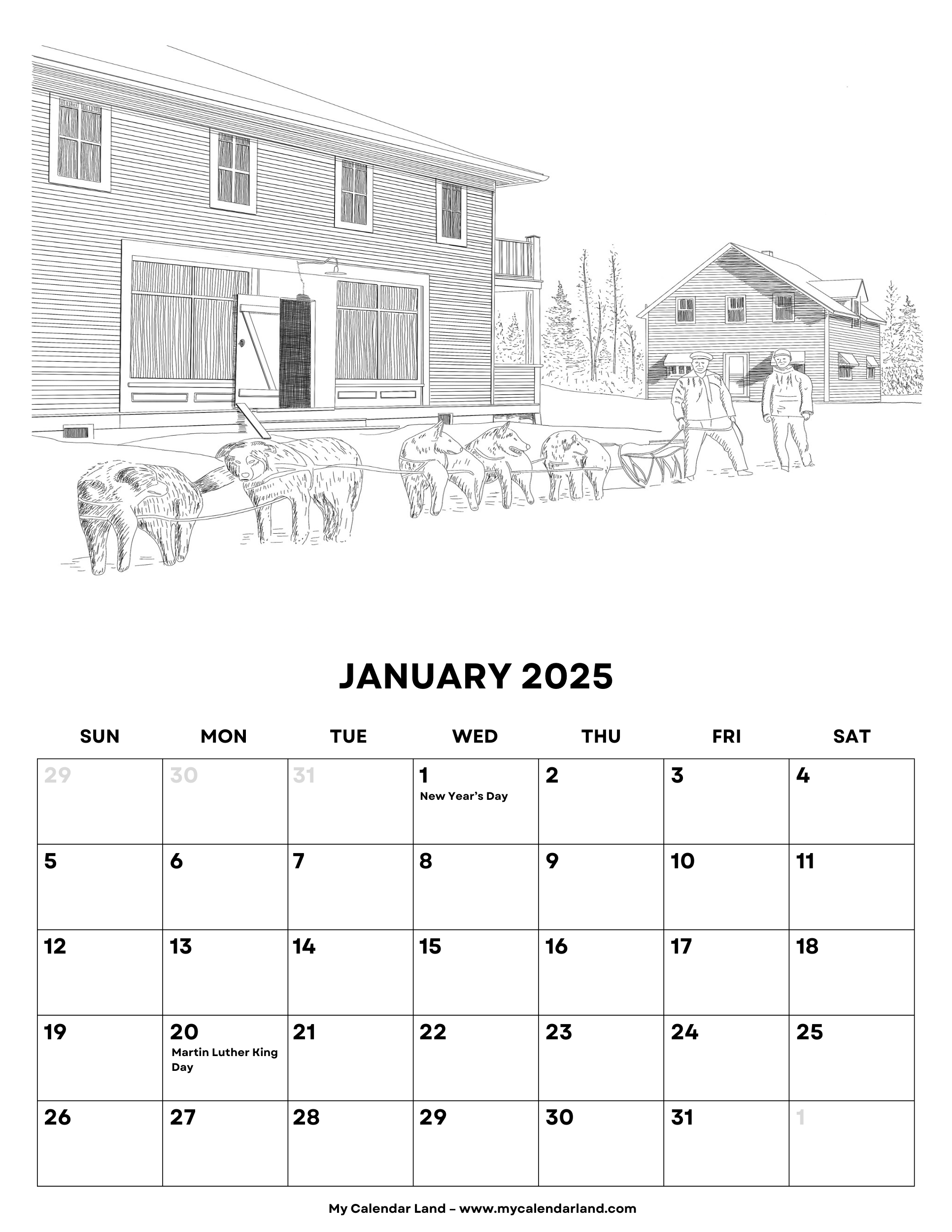 January 2025 Calendar My Calendar Land