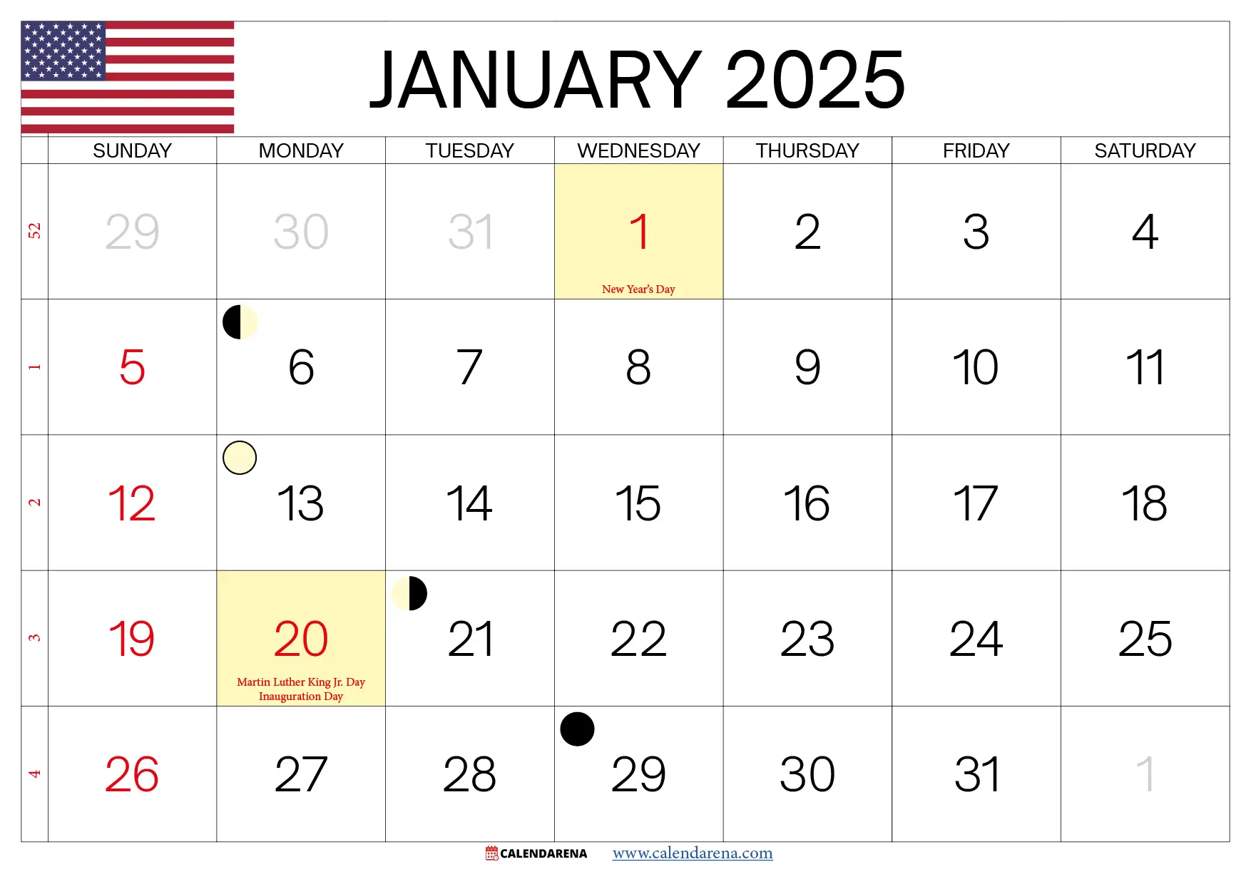 january 2025 calendar printable