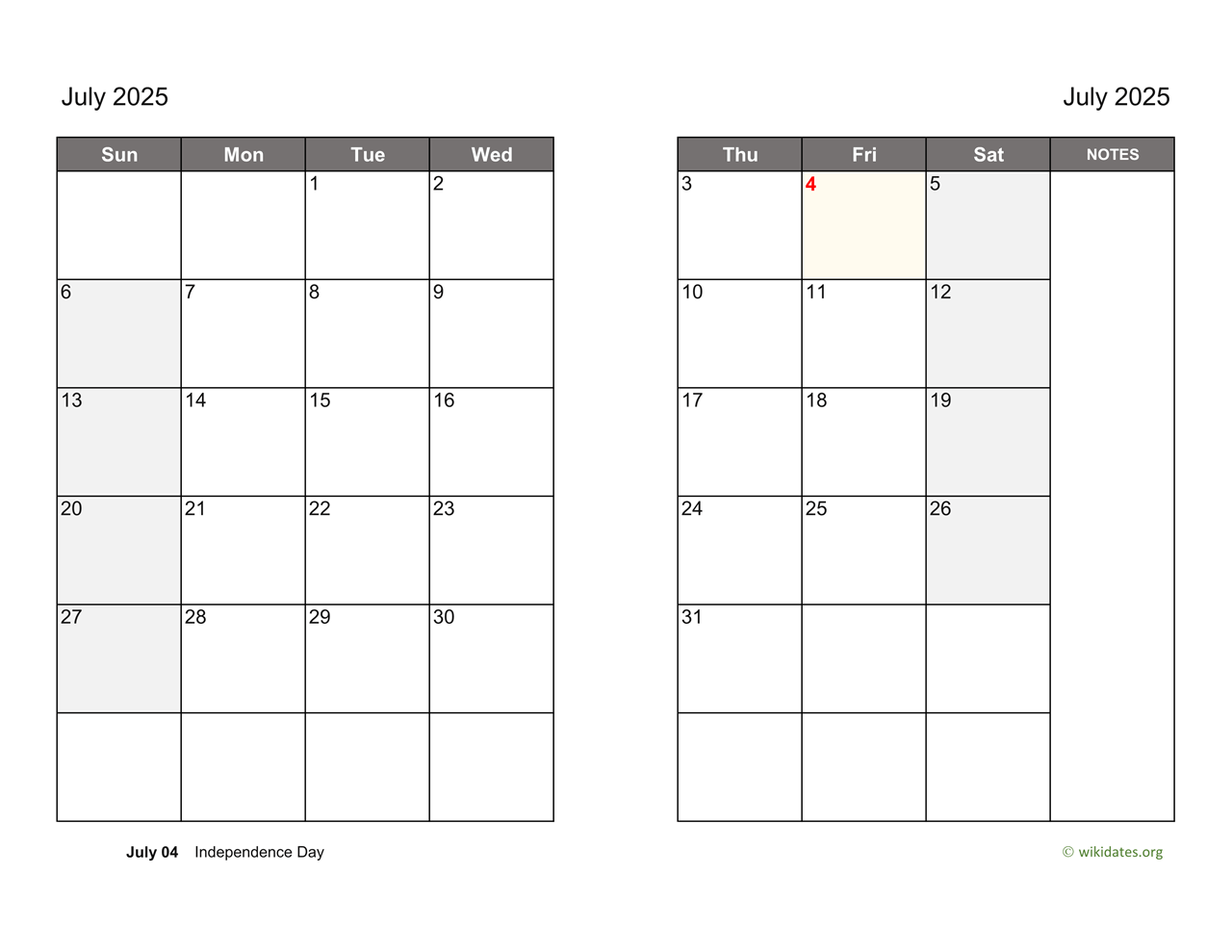July 2025 Calendar On Two Pages WikiDates July 2025 Calendar On Two Pages WikiDates