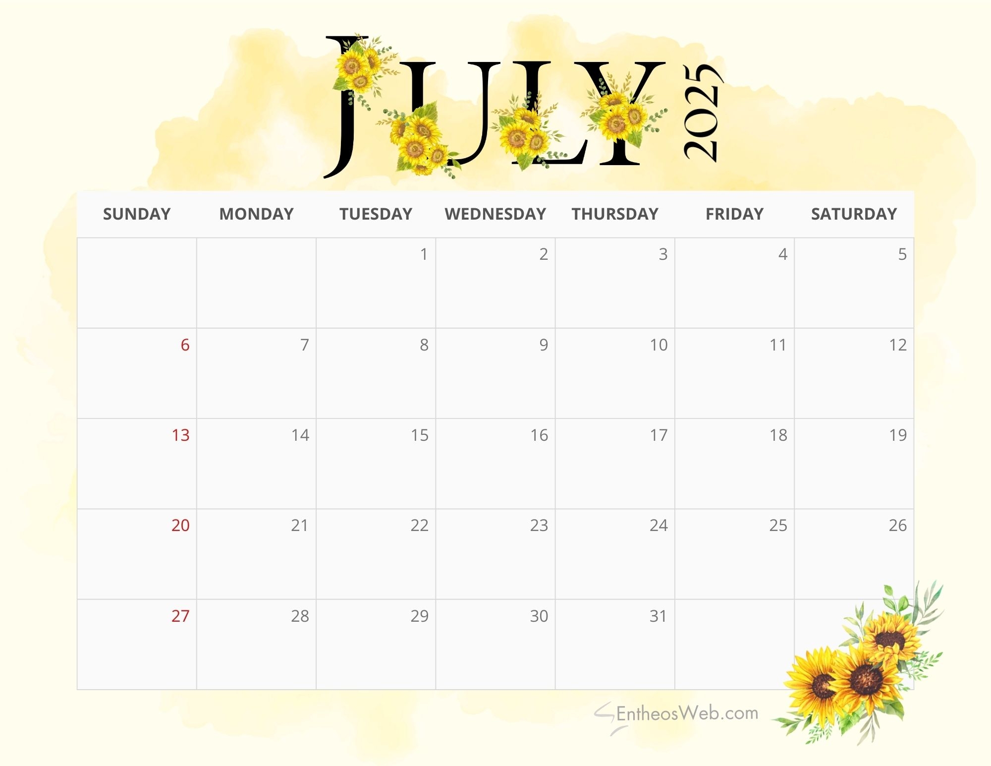 July 2025 Calendar Printables EntheosWeb July 2025 Calendar Printables EntheosWeb