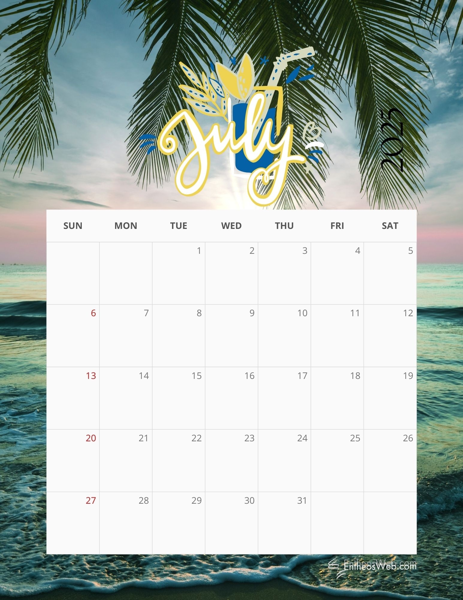 July 2025 Calendar Printables EntheosWeb