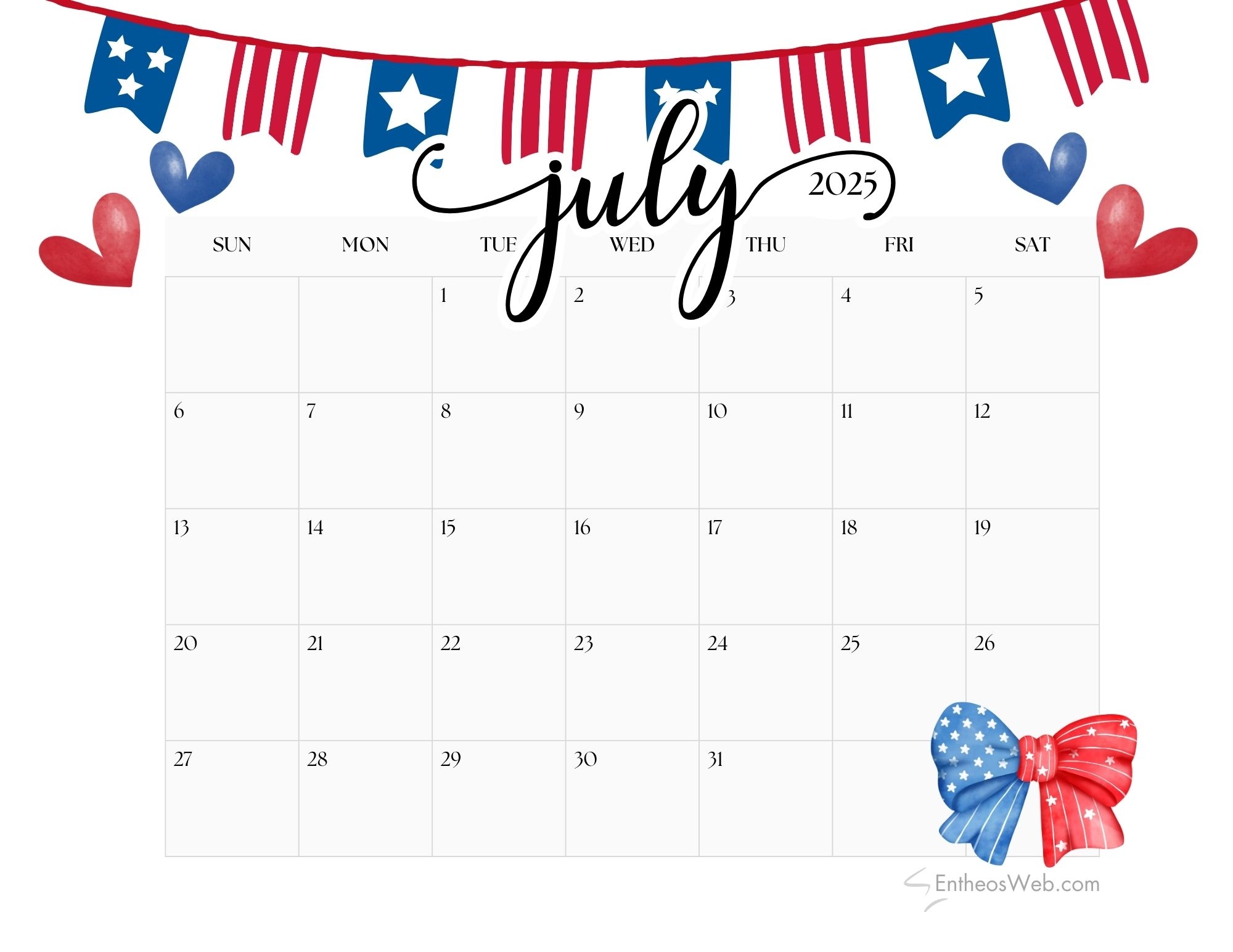 Free Cute Printable Monthly Calendars 2025