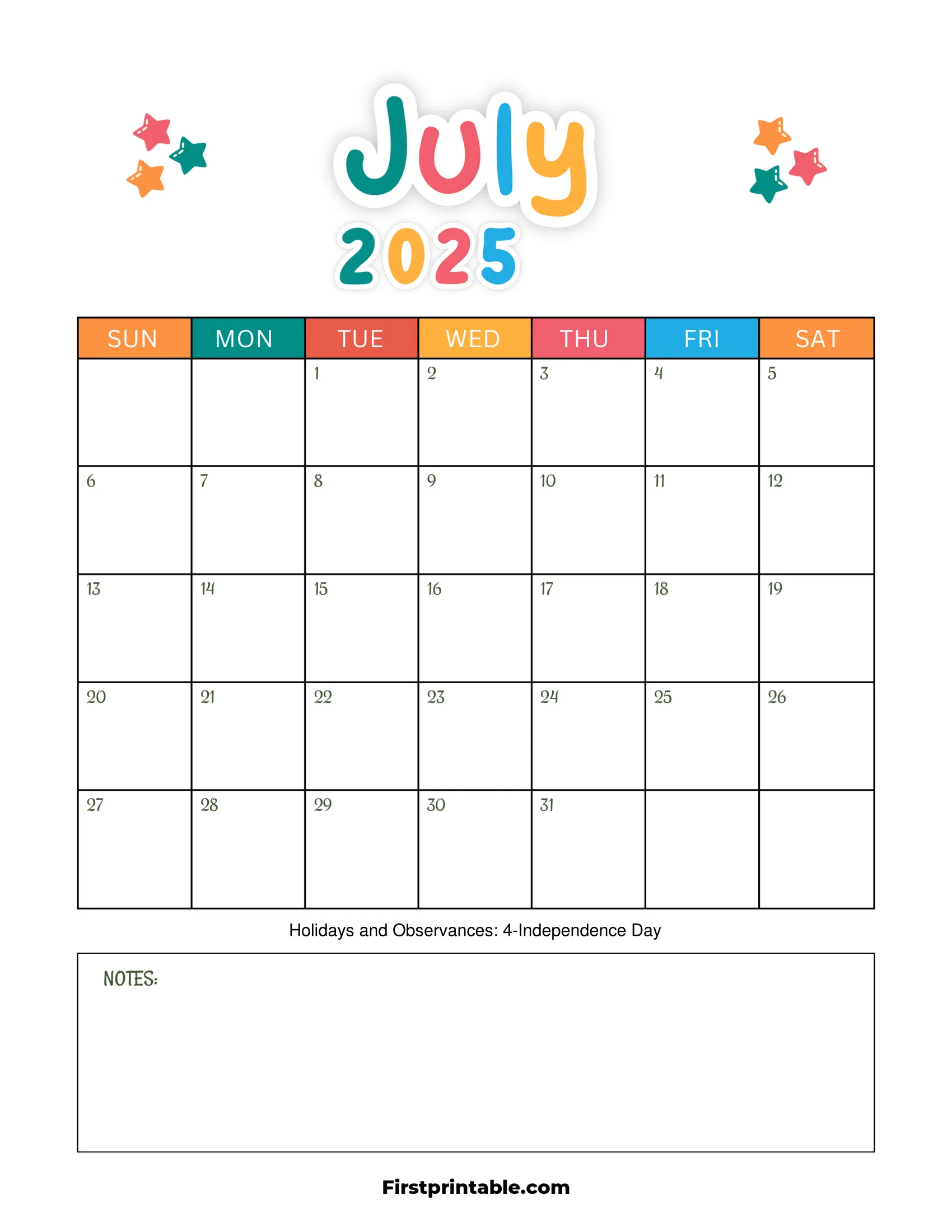 2025 Calendar Printable For Kids 2025 Calendar Printable For Kids
