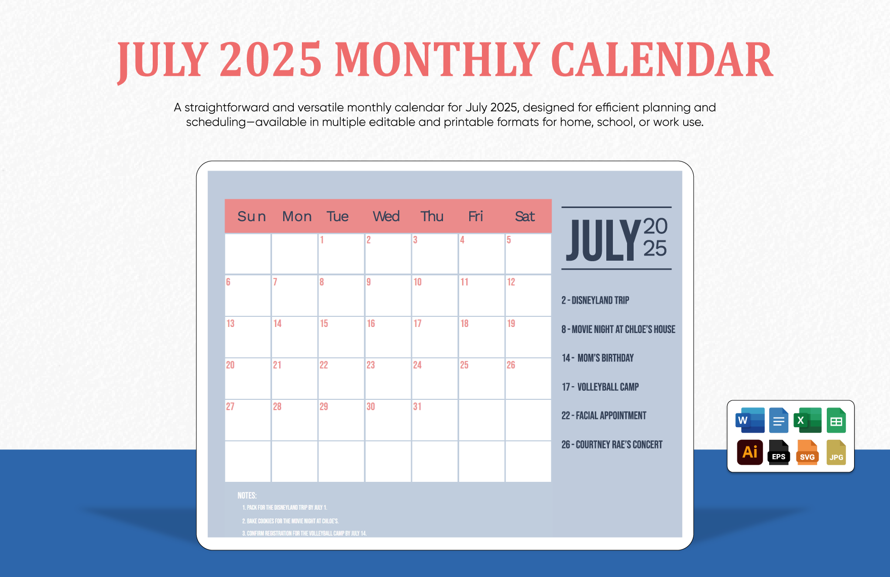 Free Printable Monthly Calendar July 2025 Free Printable Monthly Calendar July 2025