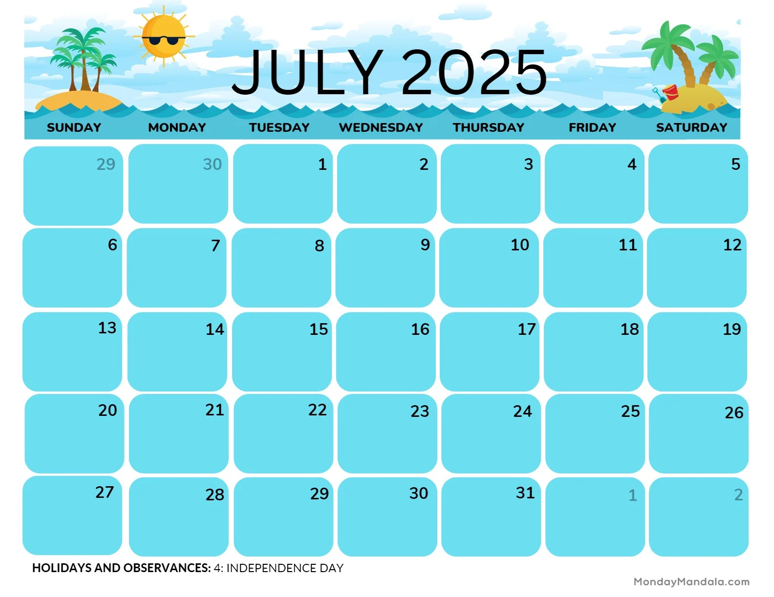 July 2025 Printable Calendar 52 Free PDF Printables 