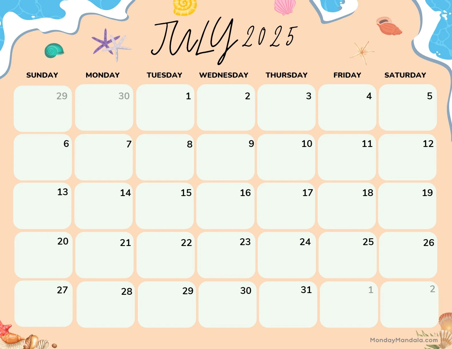 July 2025 Printable Calendar 52 Free PDF Printables July 2025 Printable Calendar 52 Free PDF Printables