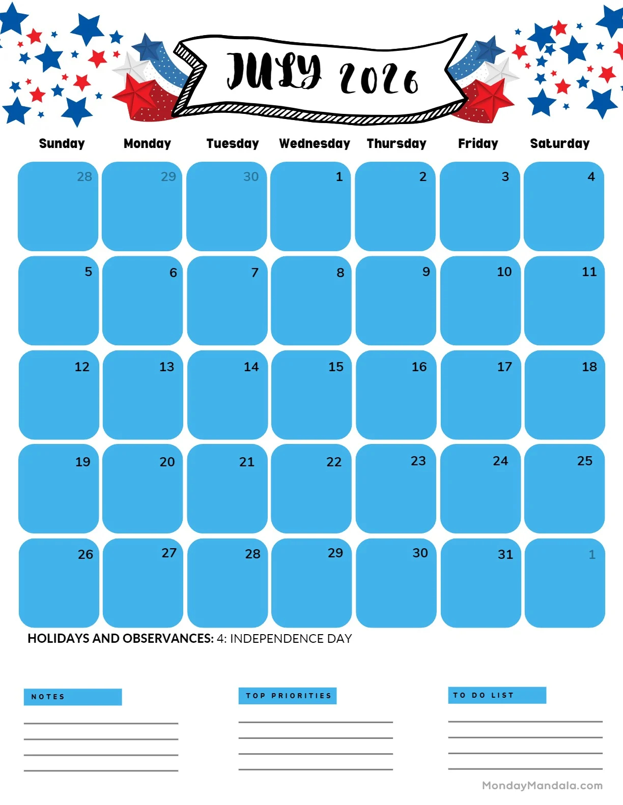 July 2026 Calendars 52 Free PDF Printables 