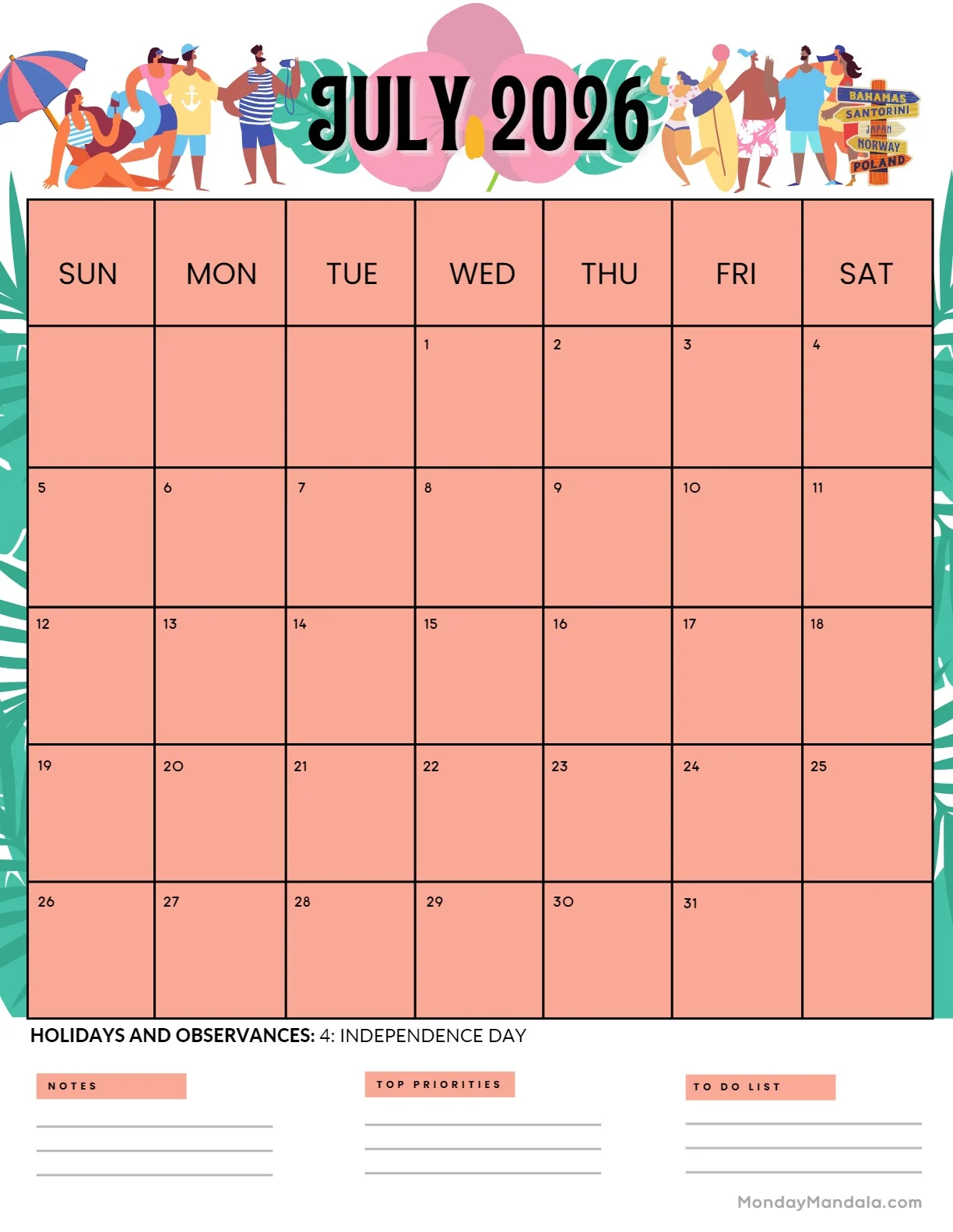 July 2026 Calendars 52 Free PDF Printables 