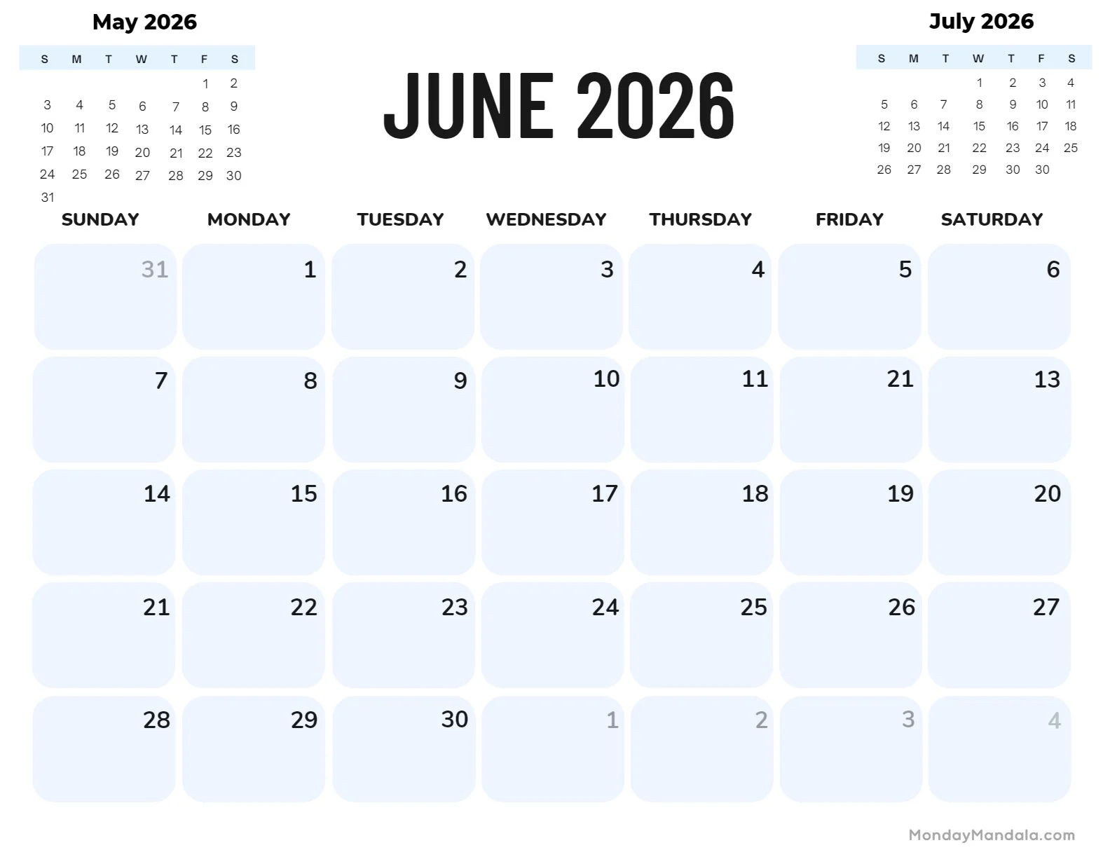 June 2026 Calendars 52 Free PDF Printables 