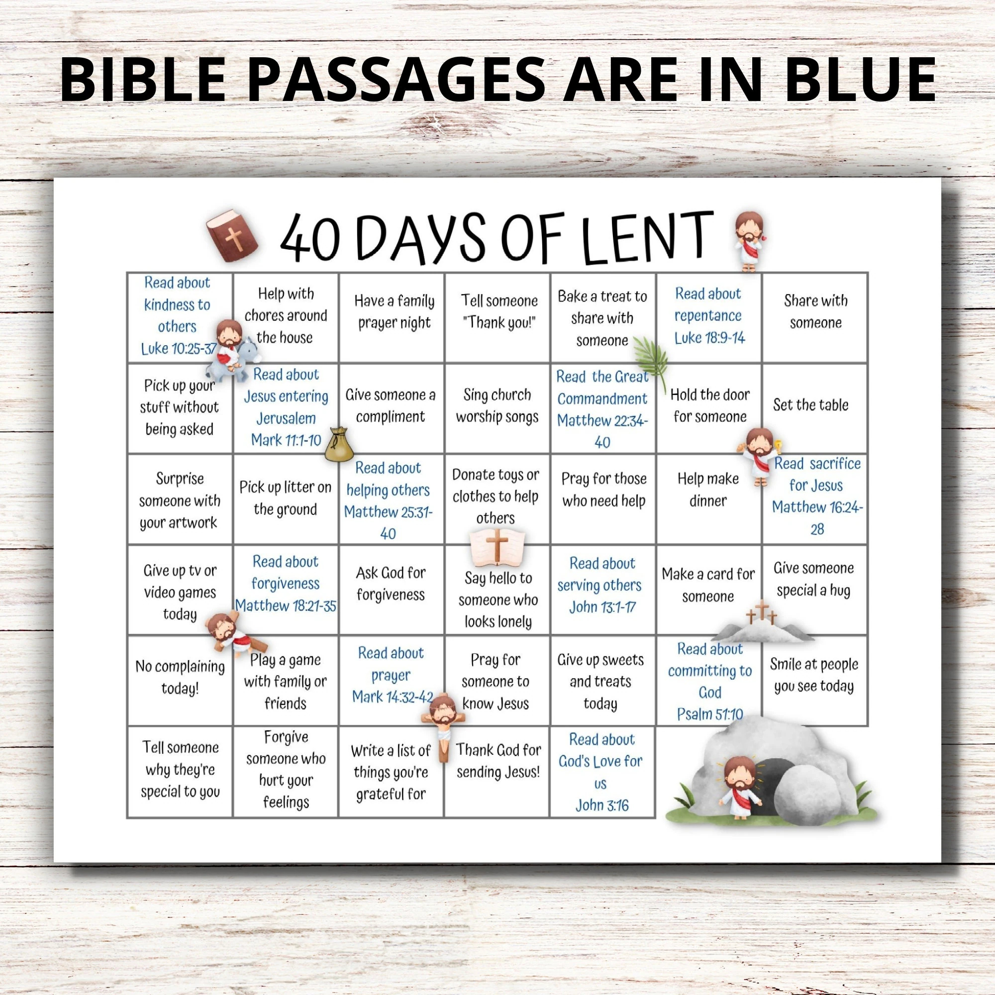 Kids 40 Days Lenten Calendar 2025 Lent Activity Calendar For Kids Ash Wednesday Bible Study Catholic Lent Family Activities Etsy