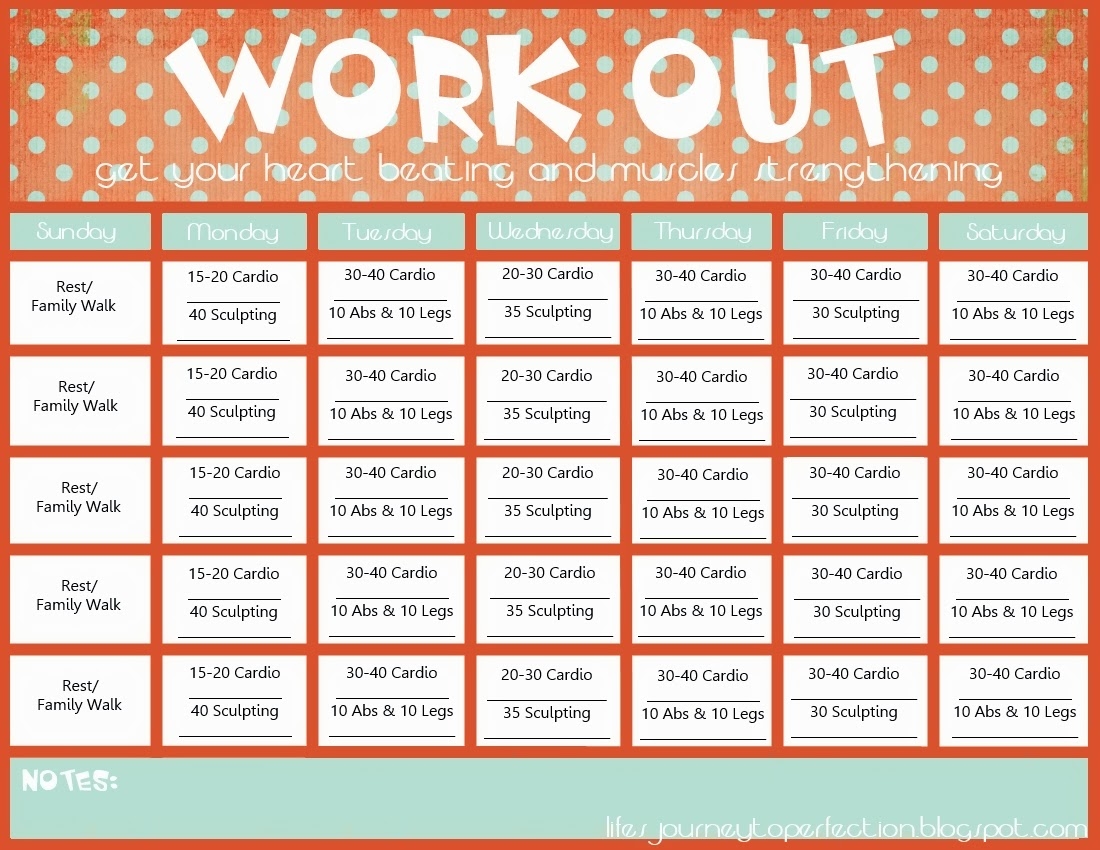 Free Workout Calendar Printable