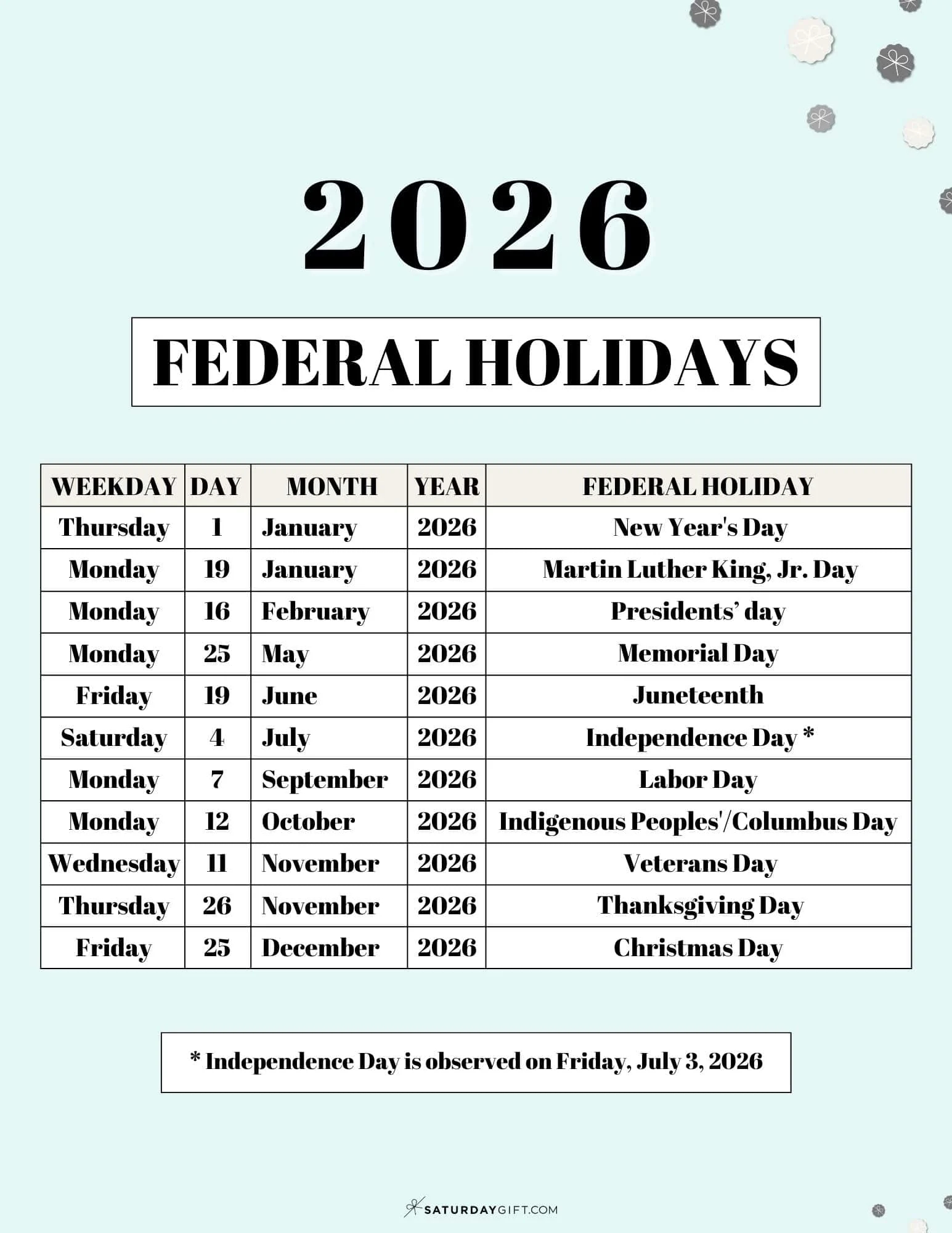 2026 Blank Printable Calendar With Holidays 2026 Blank Printable Calendar With Holidays