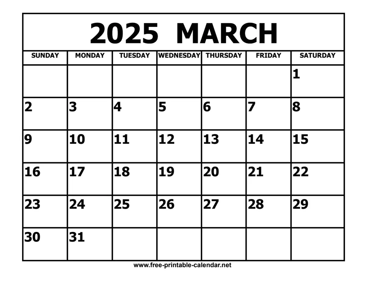 march 2025 calendar