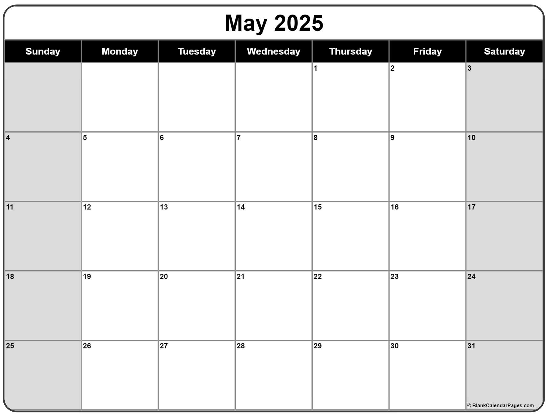 Free 2025 Monthly Calendar Printable