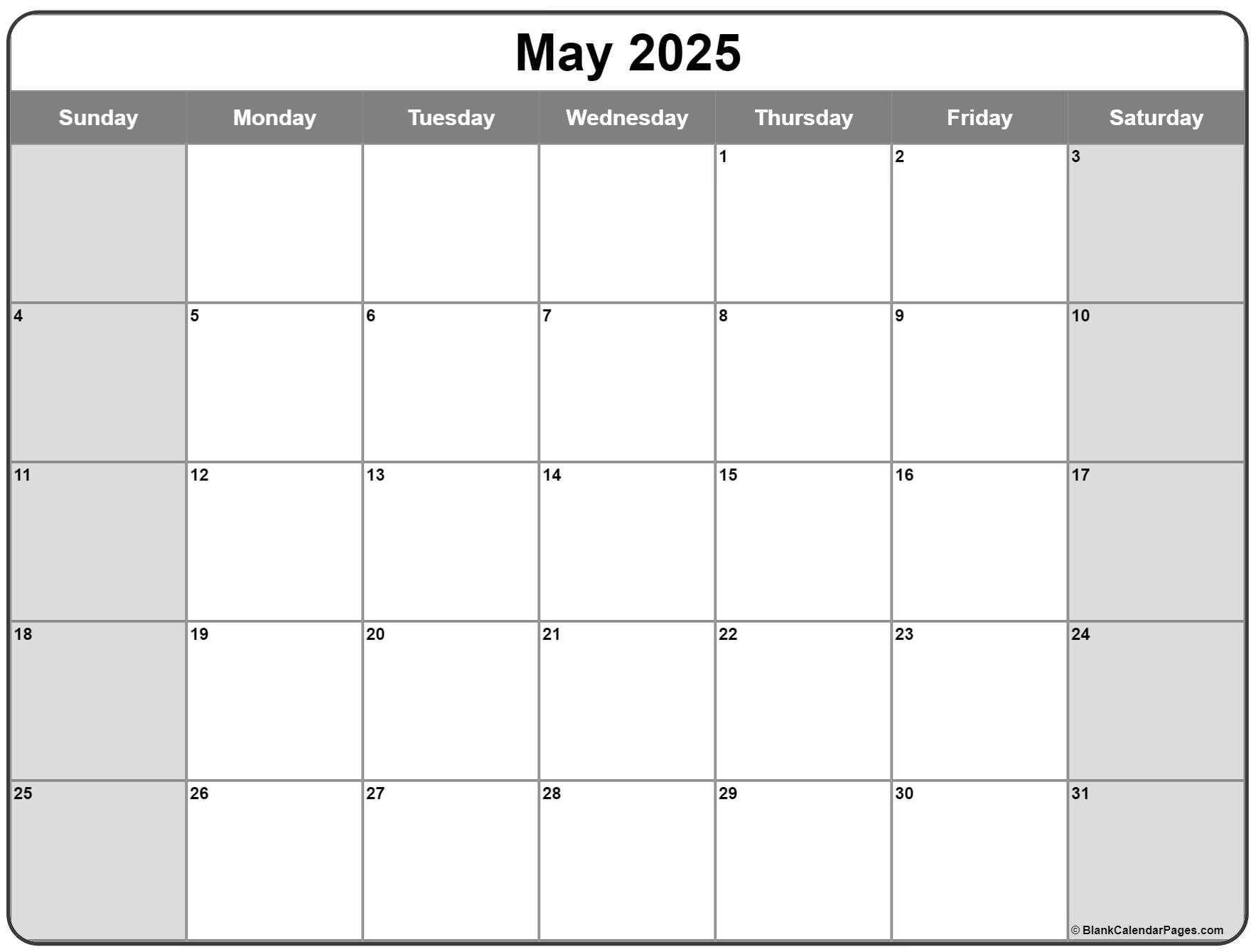 May 2025 Calendar Free Printable Calendars May 2025 Calendar Free Printable Calendars