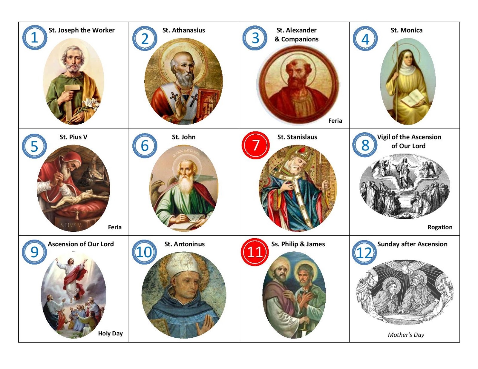 Memories Of A Catholic Wife Mother Saints For May Calendar