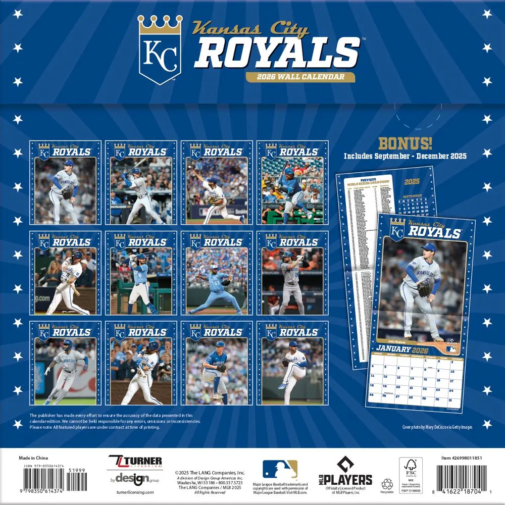 MLB Kansas City Royals 2026 Wall Calendar Calendars