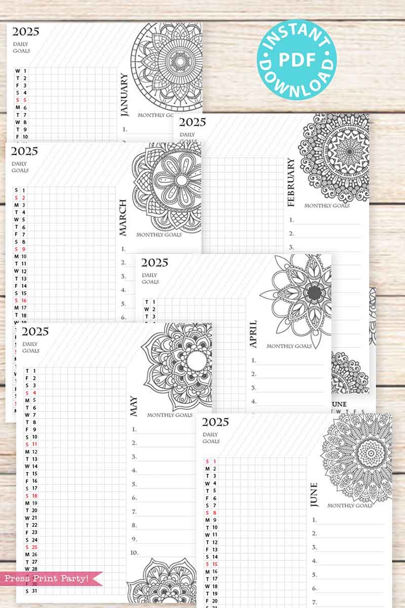 2025 Printable Calendar With Sections