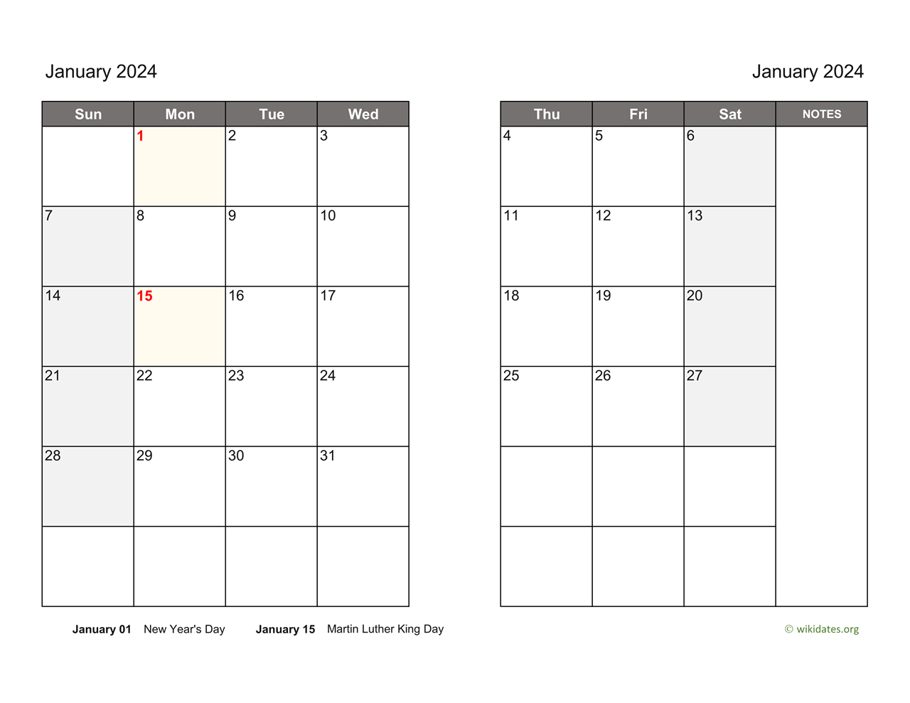 Monthly 2024 Calendar On Two Pages WikiDates