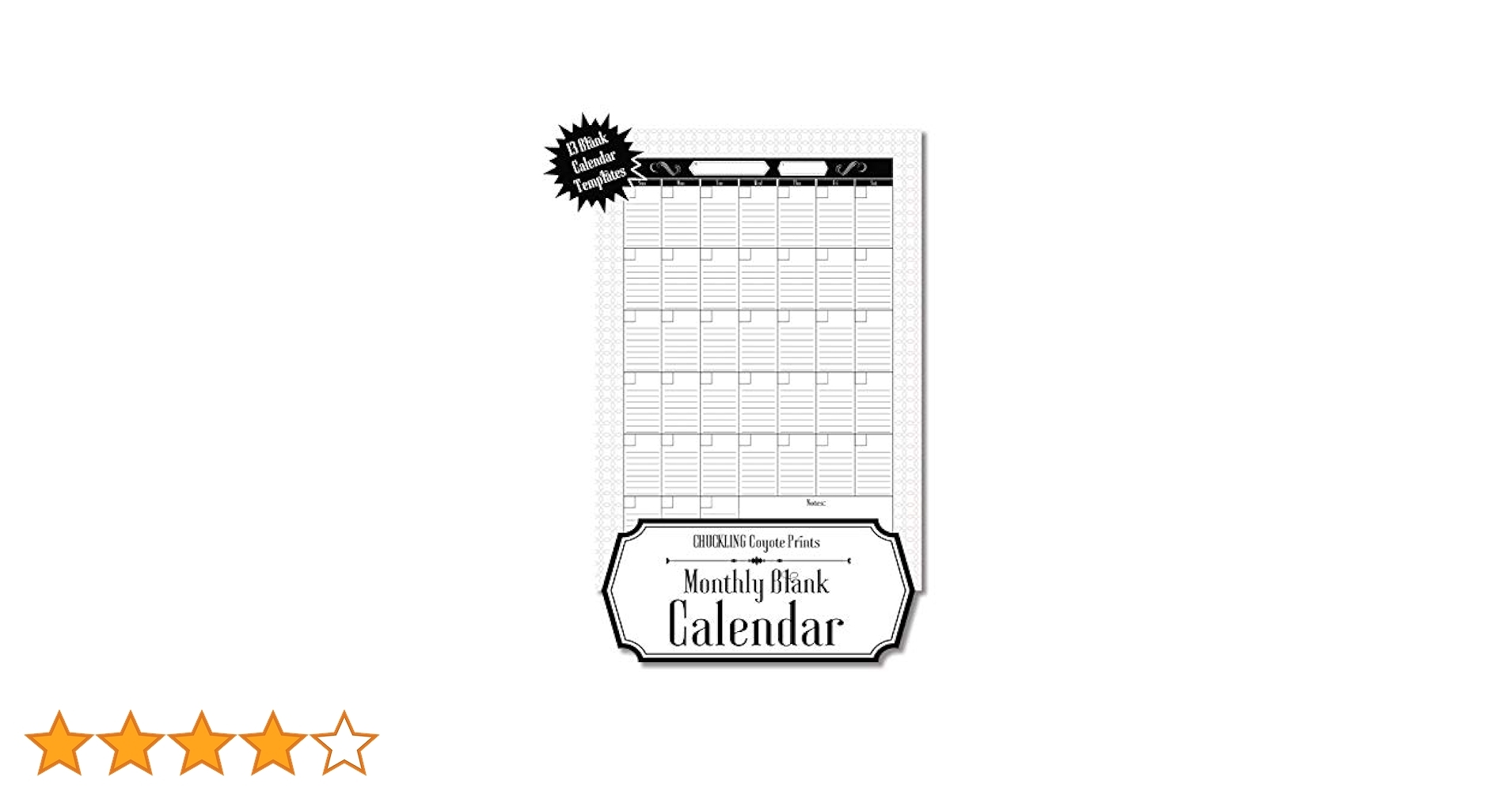 Monthly Blank Calendar 8 5x11 Undated Calendar Fillable Templates For Office School Or Home Sun Sat Pages For Notes And To Do Agenda Chuckling Coyote Prints 9781953987105 Amazon Books