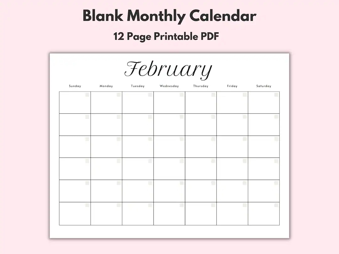 Monthly Blank Calendar Printable Calendar Template Horizontal Printable Calendar Pages PDF Printable Instant Download Simple Calendar Etsy Monthly Blank Calendar Printable Calendar Template Horizontal Printable Calendar Pages PDF Printable Instant Download Simple Calendar Etsy