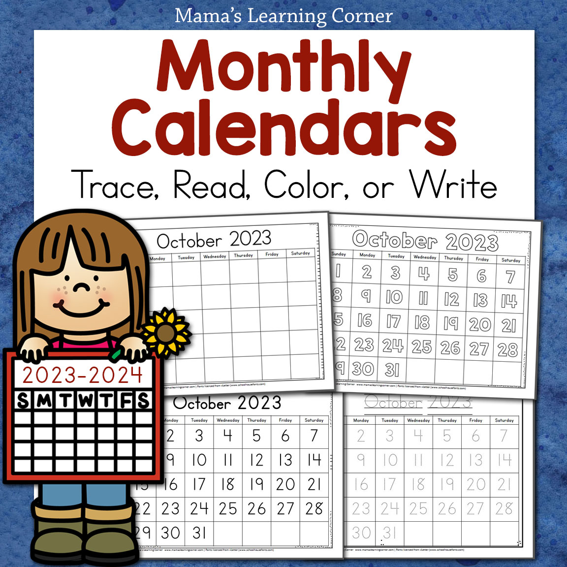 Monthly Calendars For 2023 2024 Trace Color Read And Write Made By Teachers