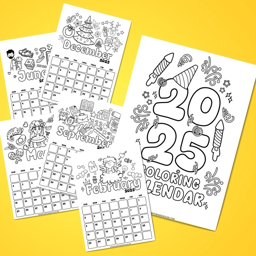 Printable Coloring Calendar For 2025