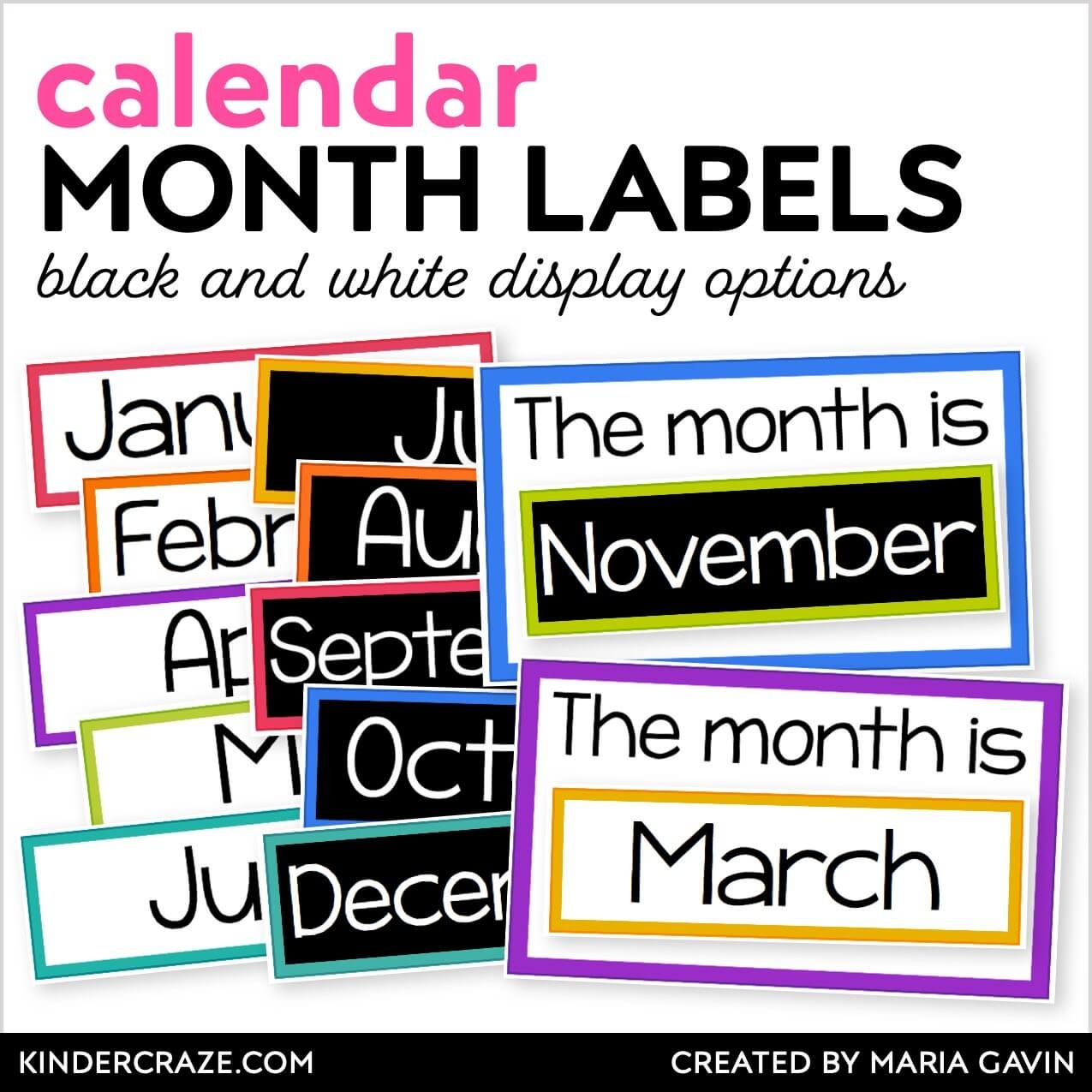 Calendar Month Labels Printable